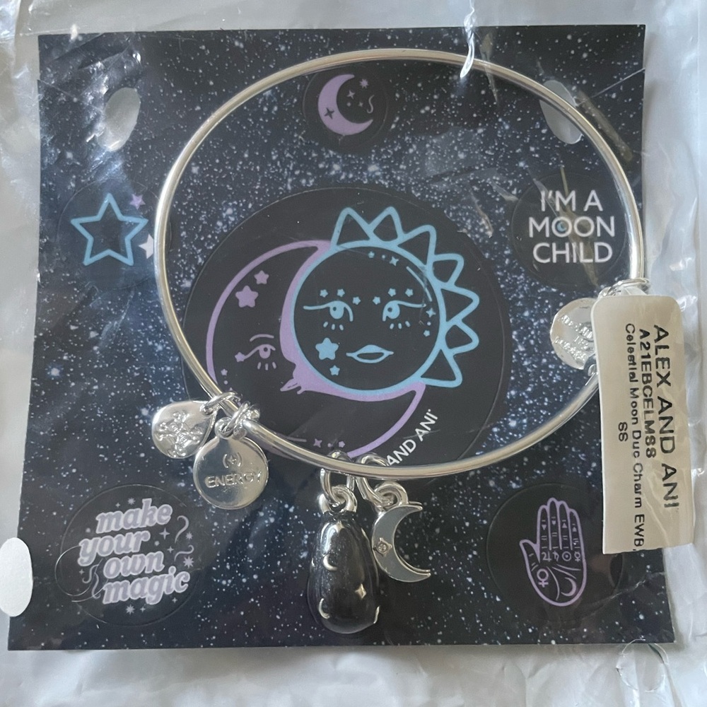 NWT Alex and Ani Silver Moon Child Bangle